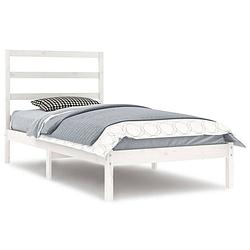 Foto van The living store houten bedframe - 205.5 x 96 cm - massief grenenhout - multiplex lattenbodem - comfortabel hoofdeinde