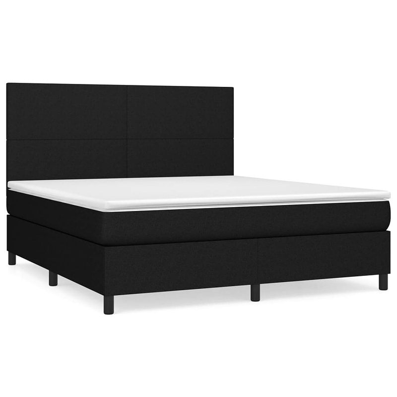 Foto van The living store zwarte boxspringbed - 203 x 180 x 118/128 cm - duurzaam - verstelbaar hoofdbord - pocketvering