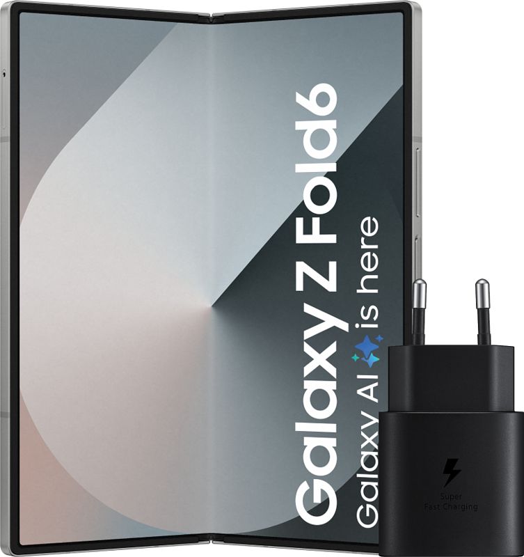 Foto van Samsung galaxy z fold 6 512gb zilver 5g + samsung oplader 25w zwart