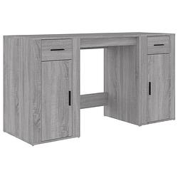 Foto van The living store bureau en kast - grijs sonoma eiken - bewerkt hout - 100x49x75 cm - met opbergruimte