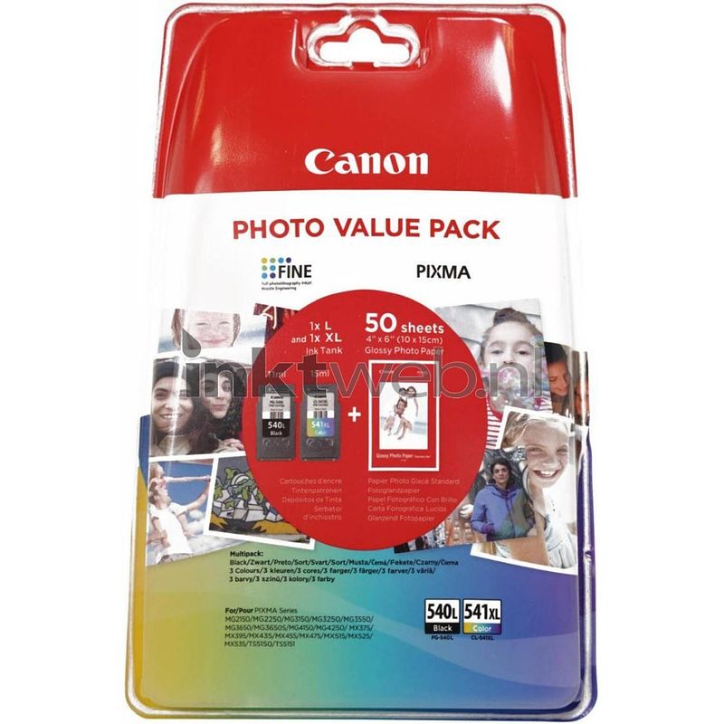 Foto van Canon pg-540l/cl-541xl multipack met fotopapier zwart en kleur cartridge