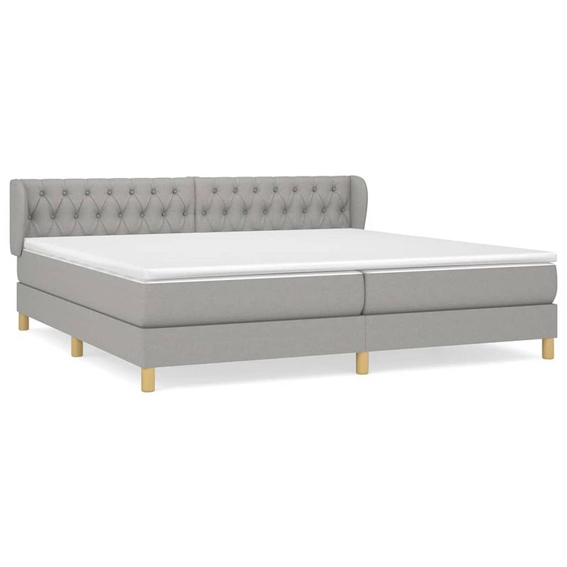 Foto van The living store boxspringbed - comfort - bed - 203x203x78/88 cm - lichtgrijs