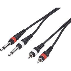 Foto van Paccs paccs audio adapterkabel [2x jackplug male 6,3 mm - 2x cinch-stekker] 5.00 m zwart