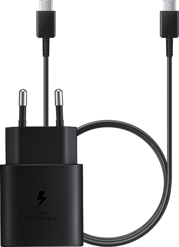 Foto van Samsung super fast charging oplader 25w + usb c kabel 1m kunststof zwart