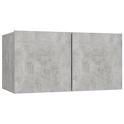 Foto van The living store hangende tv-kast - betongrijs - 60 x 30 x 30 cm - hifi-kast met 2 vakken