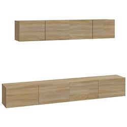 Foto van The living store tv-meubelset sonoma eiken - 60x30x30cm - 80x30x30cm - stevig en praktisch design