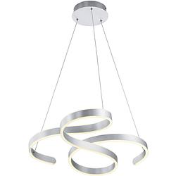 Foto van Led hanglamp - hangverlichting - trion frinco - 52w - warm wit 3000k - dimbaar - rond - mat grijs - aluminium