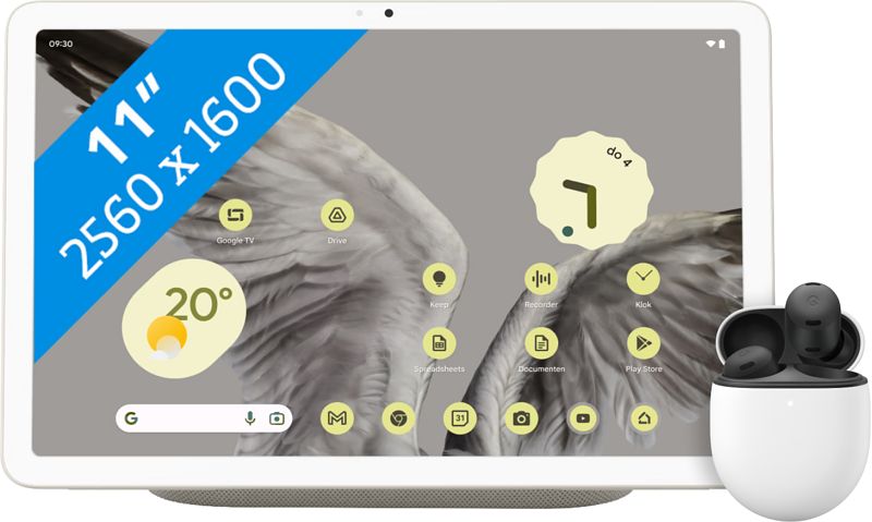 Foto van Google pixel tablet 128gb wifi crème + pixel buds pro zwart