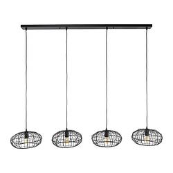 Foto van Giga meubel - hanglamp zwart bruin - 4-lichts - xl - lamp connect