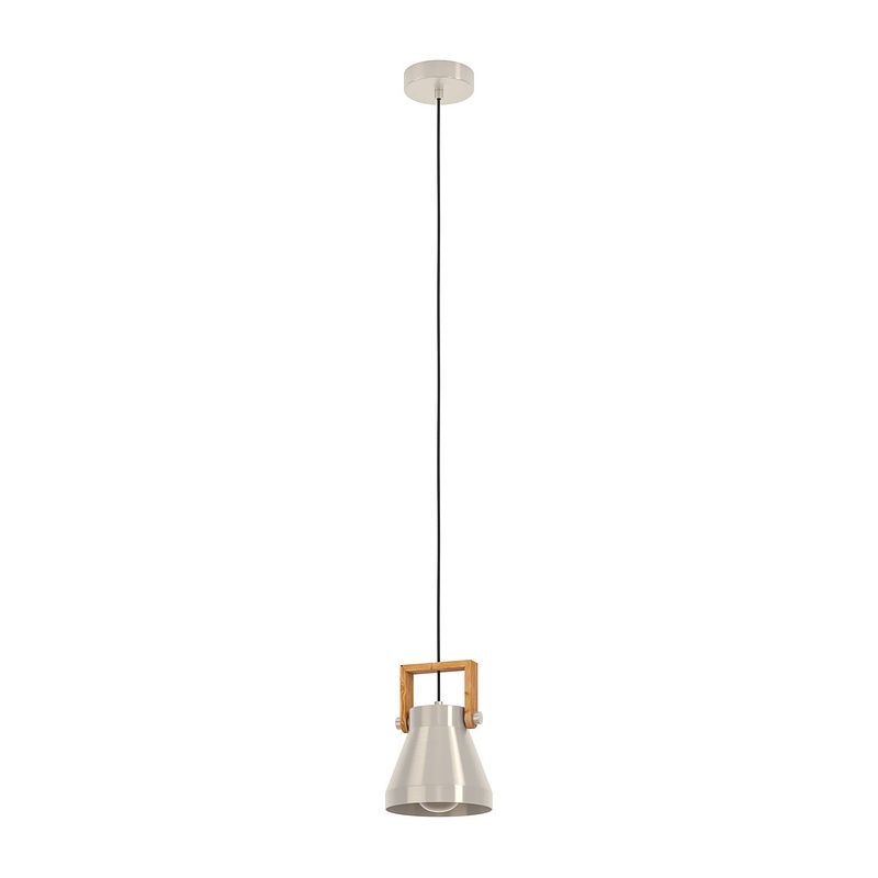 Foto van Eglo cawton hanglamp - e27 - ø 16 cm - grijs/bruin - staal/hout