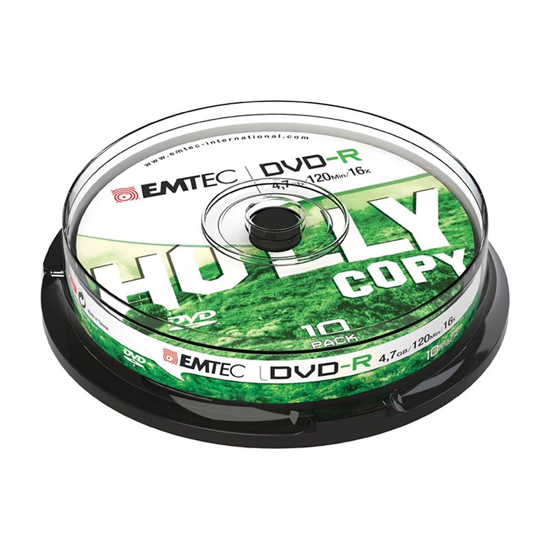 Foto van Emtec emtec dvdr 47gb 16x cb cakebox (10 stpcs) ecovr471016cb