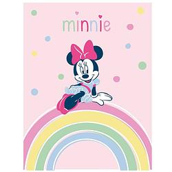 Foto van Disney minnie mouse fleece deken rainbow - 100 x 140 cm - roze