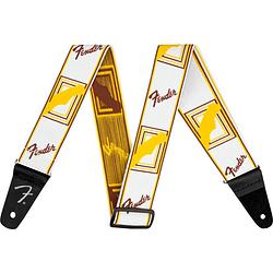 Foto van Fender weighless 2" monogrammed strap white/brown/yellow gitaarband