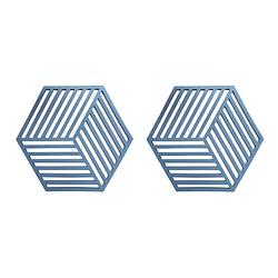 Foto van Krumble pannenonderzetter hexagon - blauw - set van 2