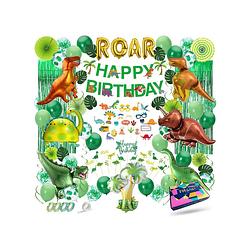 Foto van Fissaly® 116 stuks dinosaurus jungle set versiering - dino - safari thema feest decoratie - ballonnen & accessoires