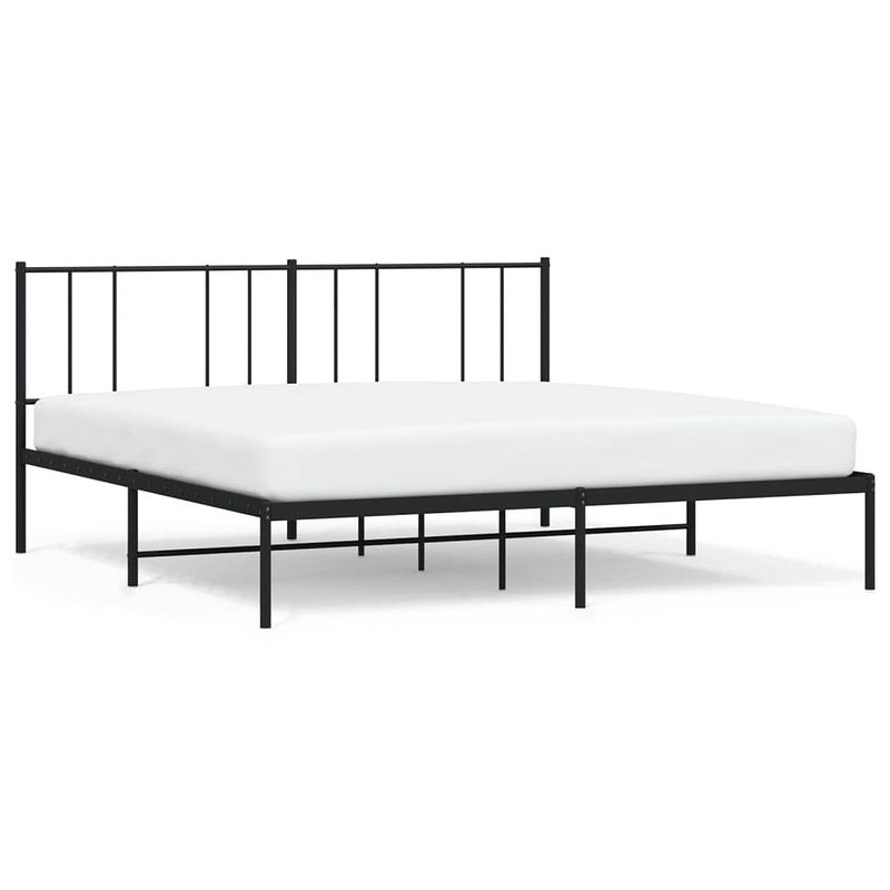 Foto van The living store bedframe - klassiek robuust - staal - 207 x 206 x 90 cm - zwart