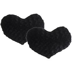 Foto van 2x stuks pluche kussens hart zwart 28 x 36 cm - sierkussens