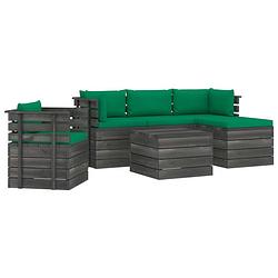 Foto van Vidaxl 6-delige loungeset met kussens pallet massief grenenhout