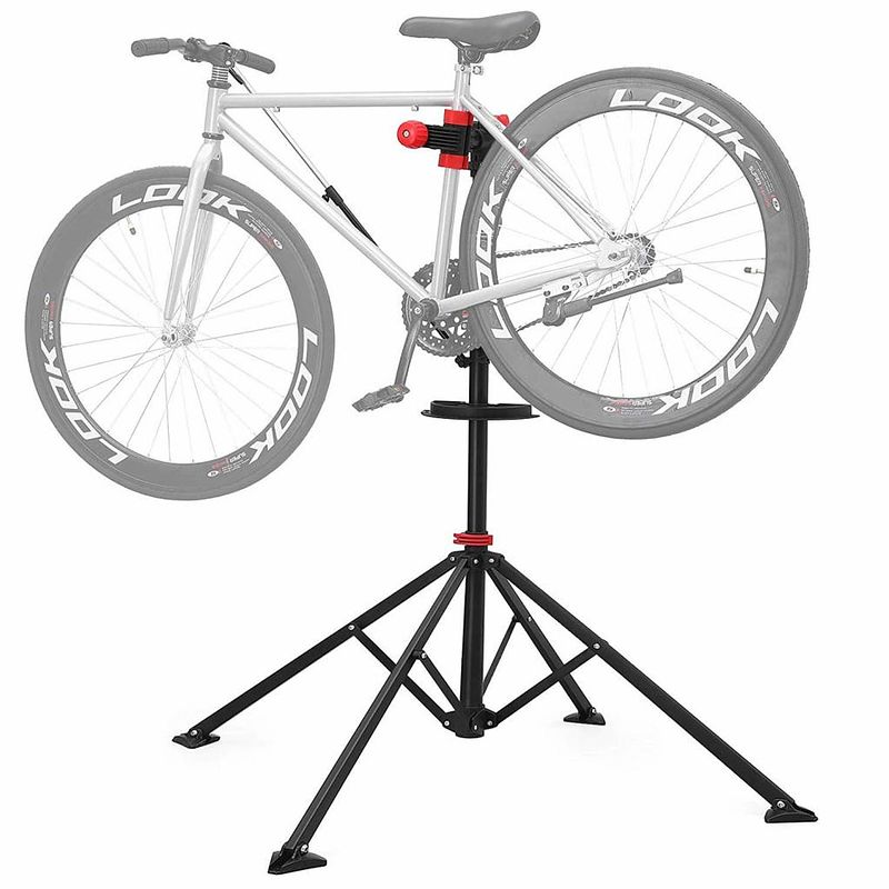 Foto van Sterke fiets montagestandaard met gereedschapsbakje 360°