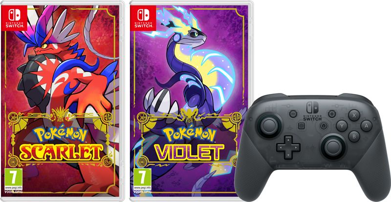 Foto van Pokémon scarlet + pokémon violet + pro controller