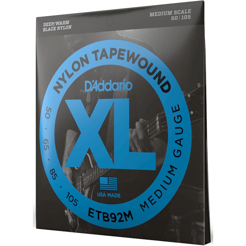 Foto van D'saddario etb92m nylon tapewound medium 50-105 snaren voor elektrische bas