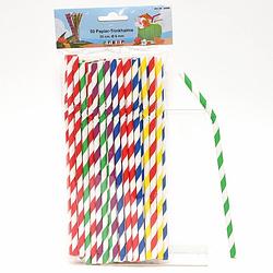 Foto van Drinkrietjes - papier - set 50x - multicolor kleuren - 20 cm - verjaardag/feestje - drinkrietjes