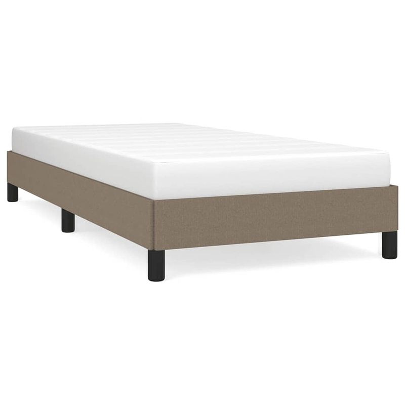 Foto van The living store bedframe - taupe - 203 x 103 x 25 cm - stof - multiplex - geschikt voor 100 x 200 cm matras