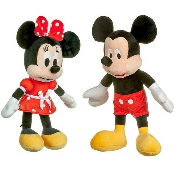 Foto van Pluche disney knuffels set mickey en minnie mouse 30 cm - knuffelberen