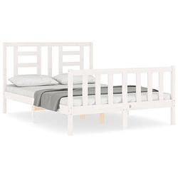 Foto van The living store bed frame - massief grenenhout - 195.5 x 145.5 x 100 cm - wit