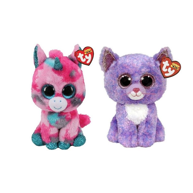 Foto van Ty - knuffel - beanie buddy - gumball unicorn & cassidy cat