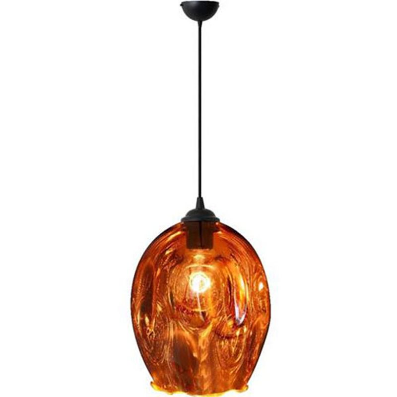 Foto van Led hanglamp - meteorum xl - ovaal - koper glas - e27