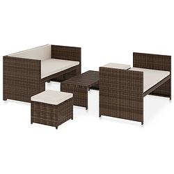 Foto van Vidaxl 5-delige loungeset met kussens poly rattan bruin