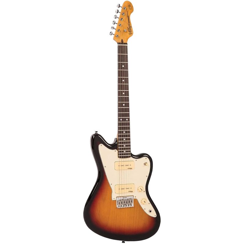 Foto van Vintage v65 reissued hard tail tobacco sunburst elektrische gitaar met vaste brug