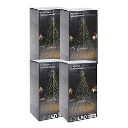 Foto van Kerstverlichting - vlaggenmast - 4 stuks - 400 led's - lengte: 8 meter - warm wit