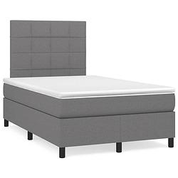 Foto van The living store boxspringbed - bedframe donkergrijs - bedmatras wit/donkergrijs - topmatras wit