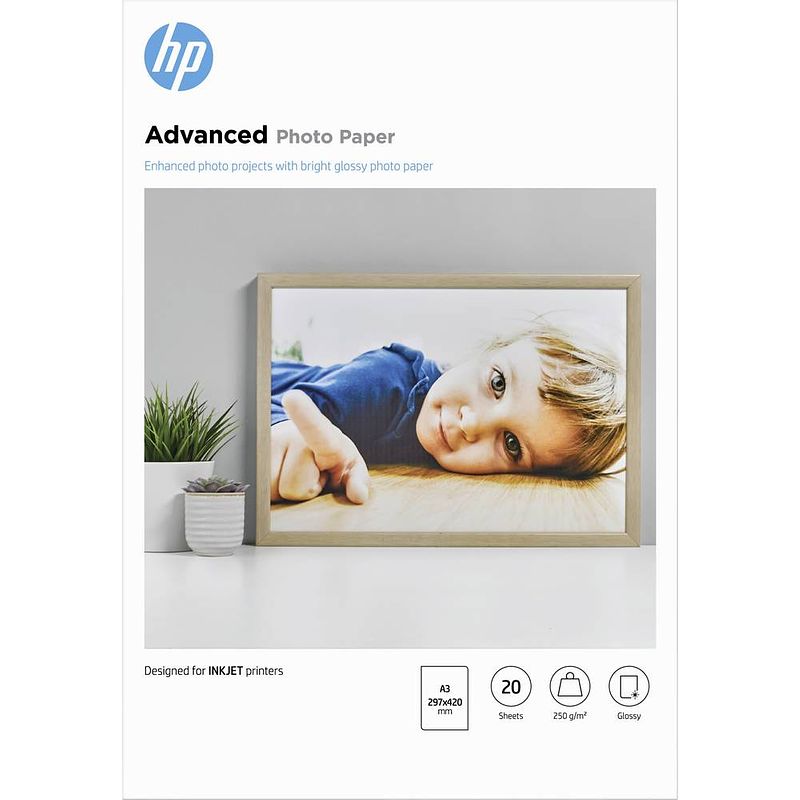 Foto van Hp advanced photo paper q8697a fotopapier din a3 250 g/m² 1 stuk(s) glanzend