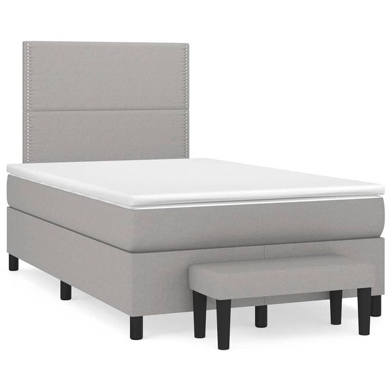 Foto van The living store boxspringbed - bedframe - 203 x 120 x 118 cm - lichtgrijs