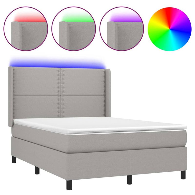 Foto van The living store bed boxspring - 140x200 - led - pocketvering matras - huidvriendelijk topmatras