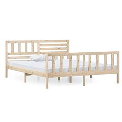 Foto van The living store bedframe grenenhout - 205.5 x 126 x 100 cm - onbehandeld