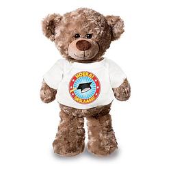 Foto van Knuffel teddybeer hoera geslaagd wit shirt 24 cm - knuffelberen