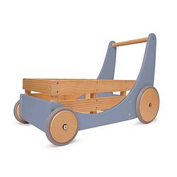 Foto van Kinderfeets 2-in-1 houten opbergkar & loopwagen - slate blue