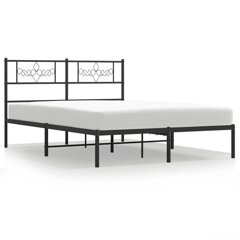 Foto van Vidaxl bedframe met hoofdbord metaal zwart 120x190 cm