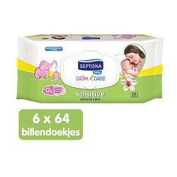 Foto van Septona baby sensitive billendoekjes - 0% alcohol & zeep - 6 x 64