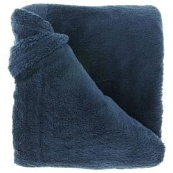 Foto van Droomtextiel zachte plaid justin donker blauw 150 x 200 cm - fleece deken - super zacht - warm en donzig - bank plaid