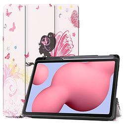 Foto van Basey samsung galaxy tab s6 lite hoesje kunstleer hoes case cover - elfje