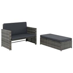 Foto van Vidaxl 2-delige loungeset met kussens poly rattan grijs