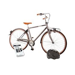 Foto van Volare kinderfiets lifestyle - 48 cm - grijs - 3 versnellingen - lage zadelstand - met fietshelm & accessoires