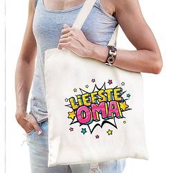 Foto van Liefste oma popart katoenen tas wit voor dames - feest boodschappentassen