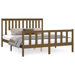 Foto van The living store klassiek houten bedframe - 205.5 x 166 x 101 cm - honingbruin