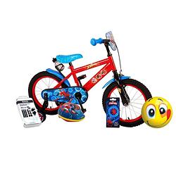 Foto van Volare kinderfiets spider-man - 14 inch - twee handremmen - inclusief fietshelm en accessoires